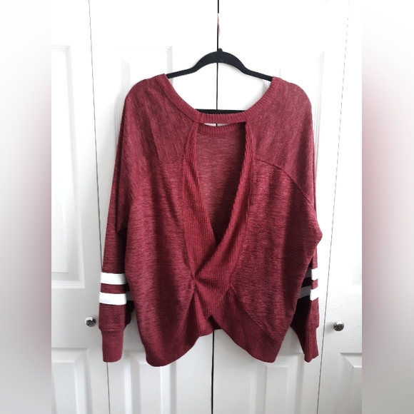 Maroon sweater with cut-out in back, NWT - Picture 12 of 13